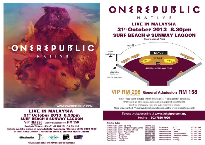 One Republic Native Live in Malaysia 2013