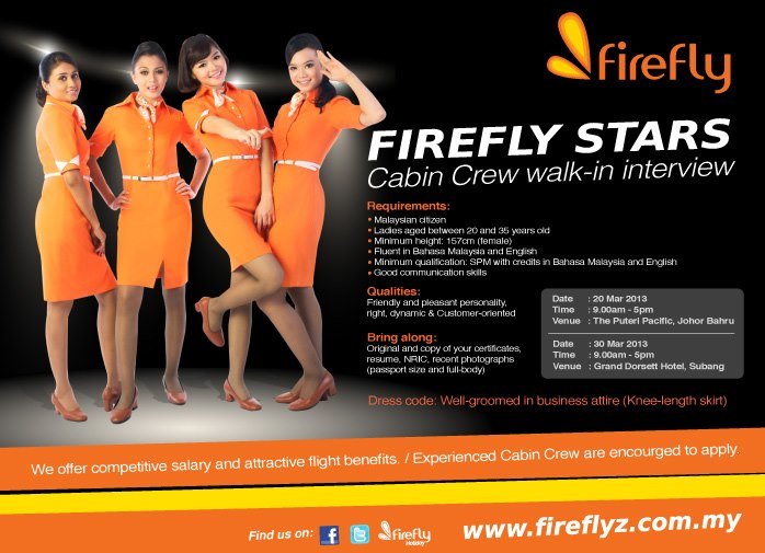 FireFly Cabin Crew Recruitment @ Johor Bahru