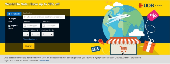 Extra 10% OFF Expedia Discounted Hotels Booking with UOB Cards