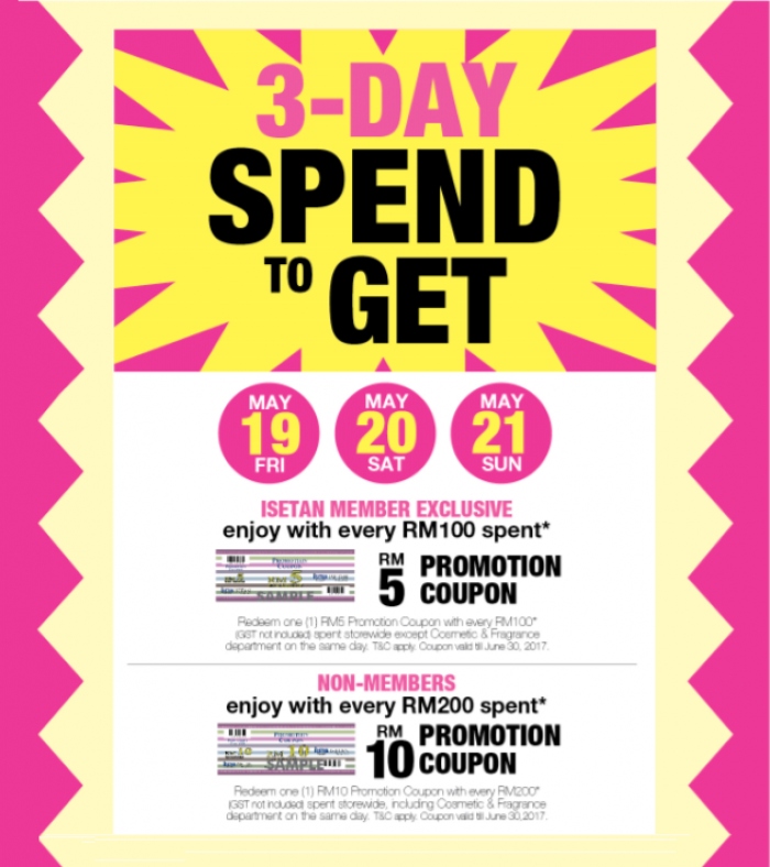 Isetan 3-Days Exclusive - Free Promotion Coupon on Purchase