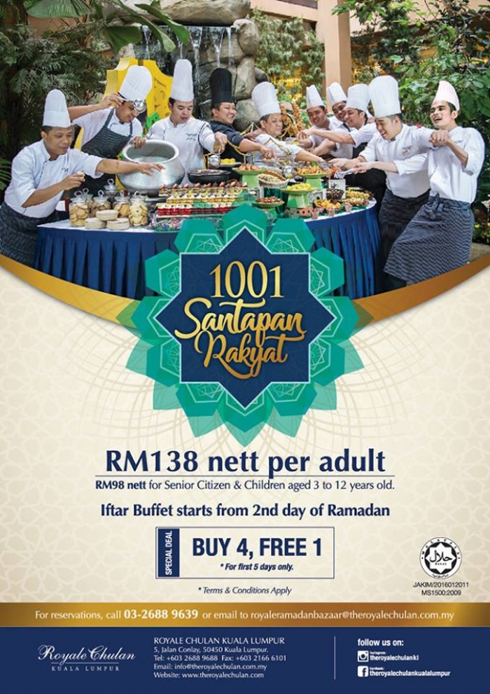 Ramadan Dinner Buffet @ Warisan Cafe, Royale Chulan Kuala Lumpur for RM108