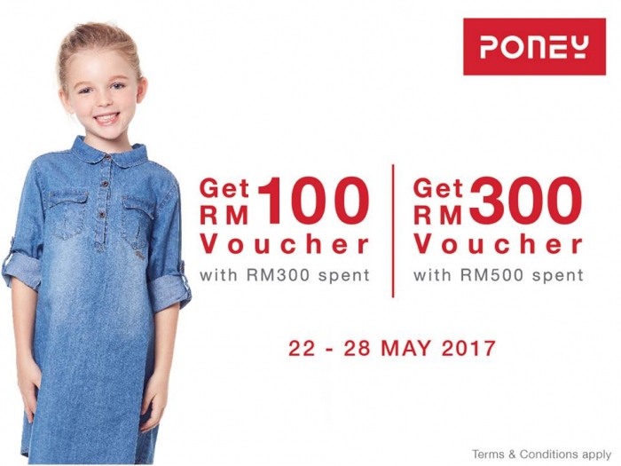 Free RM100 Voucher on Purchase over RM300 in Poney Stores
