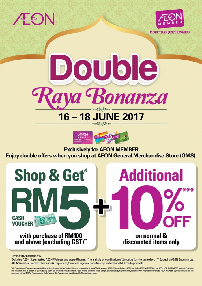 AEON Double Raya Bonanza - Additional 10% OFF + RM5 Voucher
