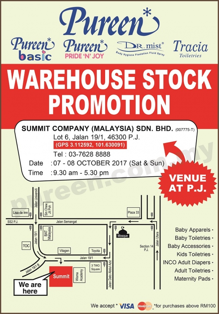 Pureen Warehouse Stock Promotion - Petaling Jaya (October 2017)