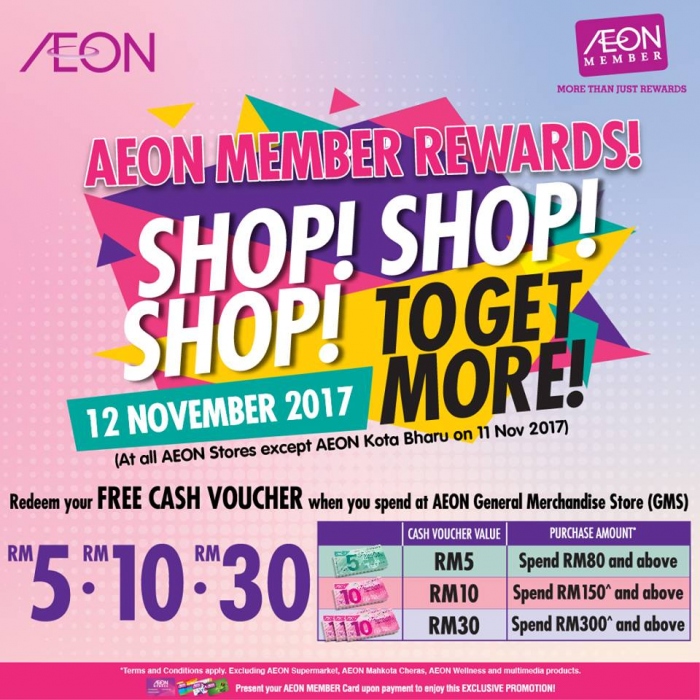 AEON Member Rewards - Shop To Get Up To RM30 Voucher