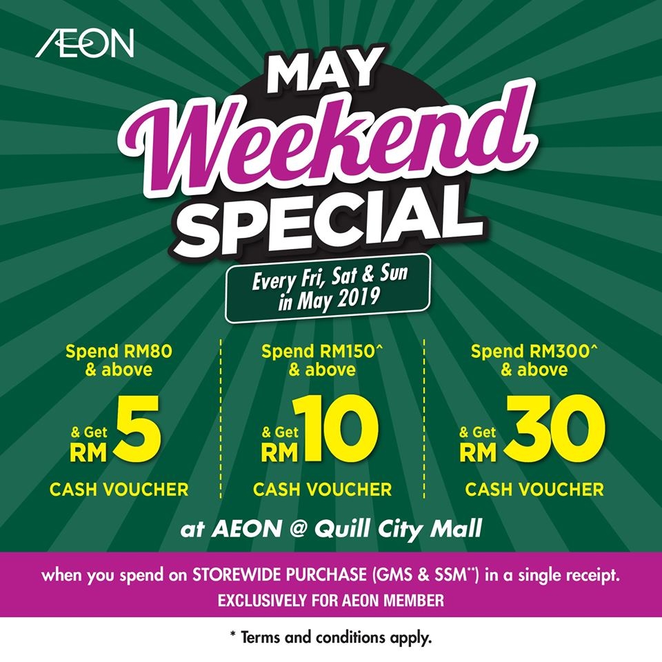 AEON Quill City Mall Weekend Special - Free Cash Voucher on Purchase