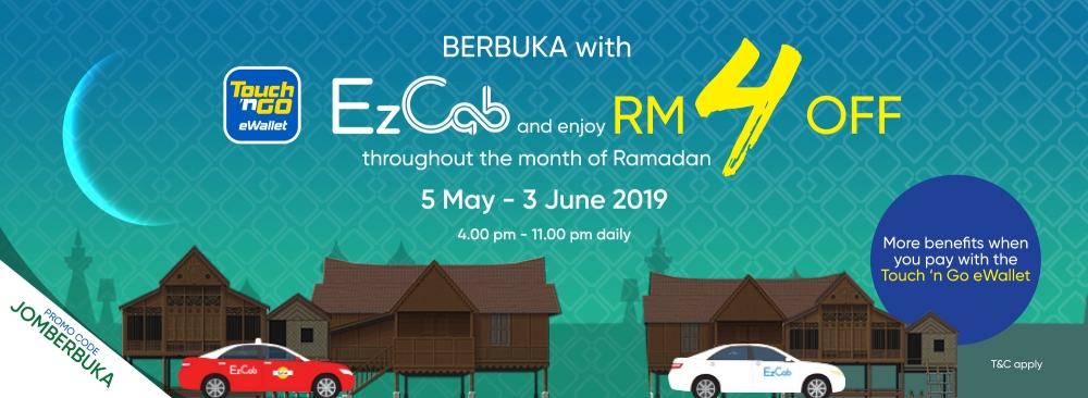 Enjoy RM4 OFF Your EzCab Ride When You Pay with Touch N Go eWallet