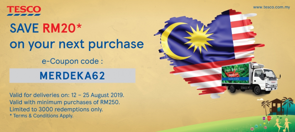 Tesco Online Shopping RM20 e-Coupon Code